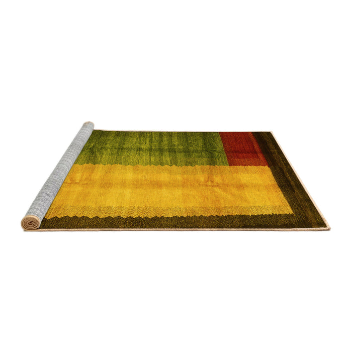 Sideview of Machine Washable Abstract Yellow Contemporary Rug, wshcon1508yw