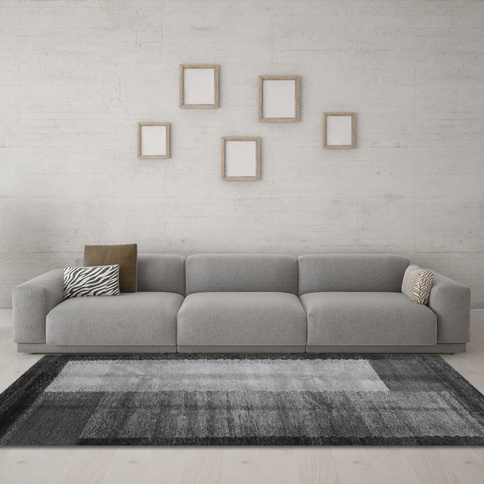 Machine Washable Abstract Gray Contemporary Rug in a Living Room,, wshcon1508gry