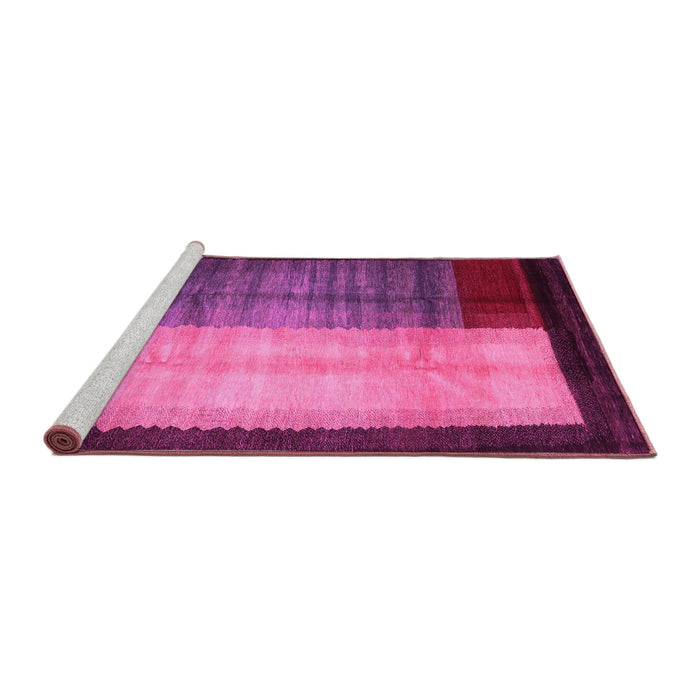 Sideview of Machine Washable Abstract Pink Contemporary Rug, wshcon1508pnk