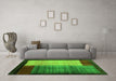 Machine Washable Abstract Green Contemporary Area Rugs in a Living Room,, wshcon1508grn