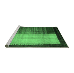 Sideview of Machine Washable Abstract Emerald Green Contemporary Area Rugs, wshcon1508emgrn