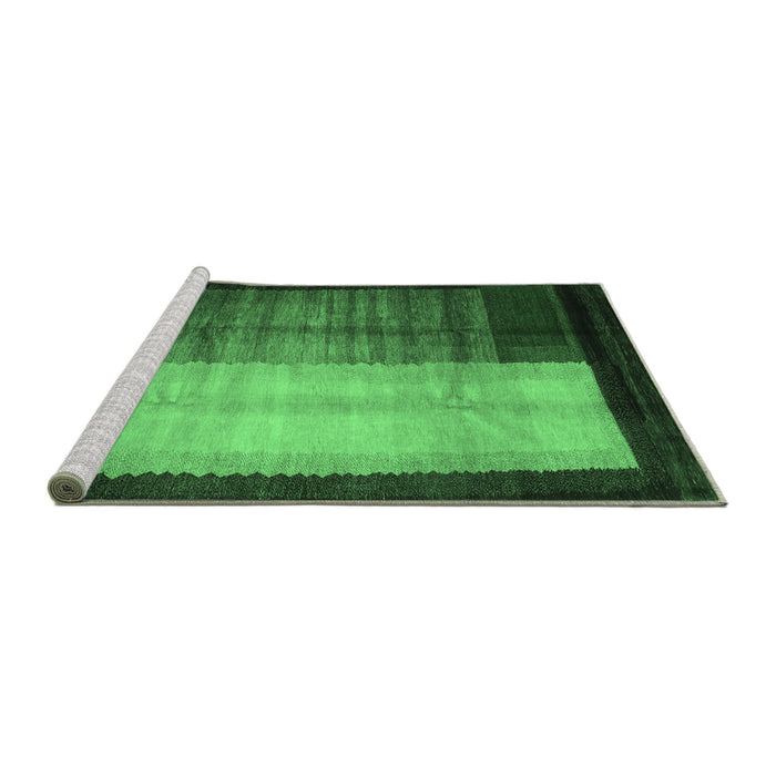 Sideview of Machine Washable Abstract Emerald Green Contemporary Area Rugs, wshcon1508emgrn