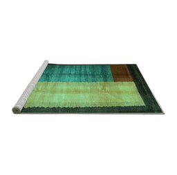 Sideview of Machine Washable Abstract Turquoise Contemporary Area Rugs, wshcon1508turq