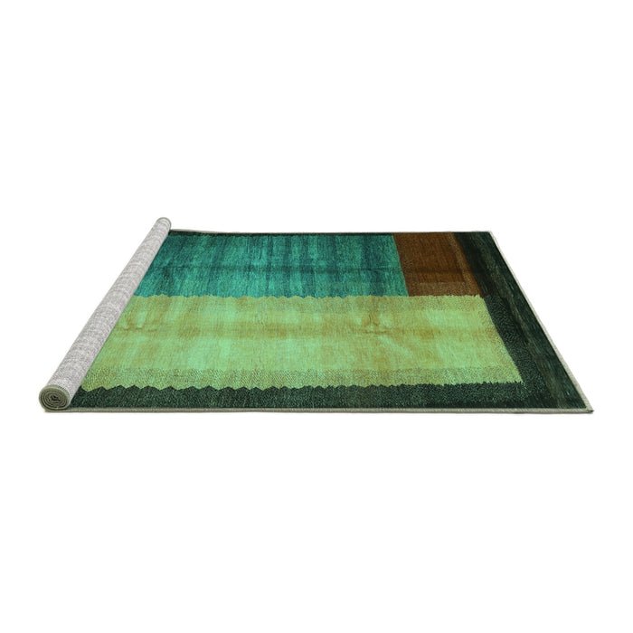 Sideview of Machine Washable Abstract Turquoise Contemporary Area Rugs, wshcon1508turq