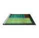 Sideview of Machine Washable Abstract Turquoise Contemporary Area Rugs, wshcon1508turq