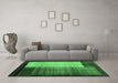 Machine Washable Abstract Emerald Green Contemporary Area Rugs in a Living Room,, wshcon1508emgrn