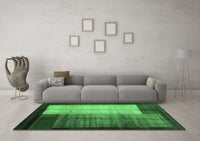 Machine Washable Abstract Emerald Green Contemporary Rug, wshcon1508emgrn