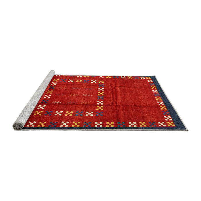 Serging Thickness of Machine Washable Contemporary Red Rug, wshcon1509
