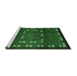 Sideview of Machine Washable Abstract Emerald Green Contemporary Area Rugs, wshcon1509emgrn