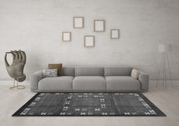 Machine Washable Abstract Gray Contemporary Rug in a Living Room,, wshcon1509gry