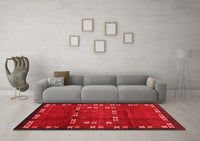 Machine Washable Abstract Red Contemporary Rug, wshcon1509red