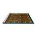 Sideview of Machine Washable Abstract Turquoise Contemporary Area Rugs, wshcon1509turq