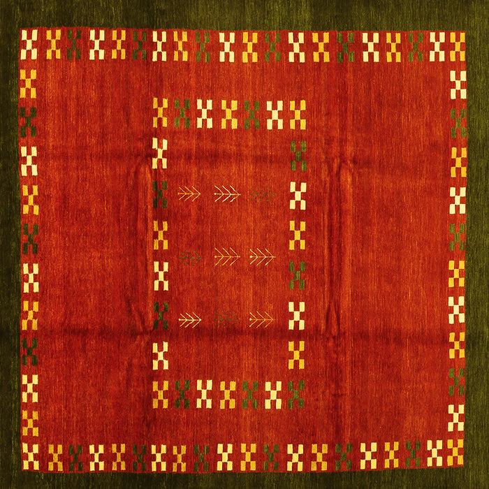 Square Abstract Yellow Contemporary Rug, con1509yw