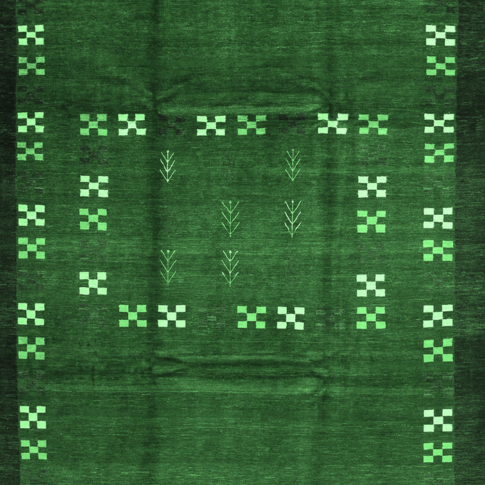 Machine Washable Abstract Emerald Green Contemporary Area Rugs, wshcon1509emgrn