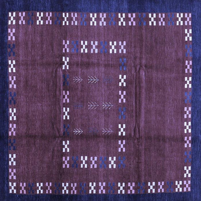 Square Abstract Blue Contemporary Rug, con1509blu