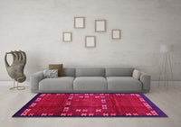 Machine Washable Abstract Pink Contemporary Rug, wshcon1509pnk