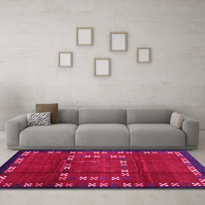 Machine Washable Abstract Pink Contemporary Rug in a Living Room, wshcon1509pnk