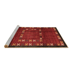 Sideview of Machine Washable Abstract Brown Contemporary Rug, wshcon1509brn