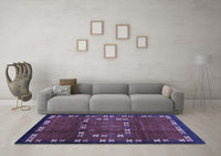 Machine Washable Abstract Blue Contemporary Rug, wshcon1509blu