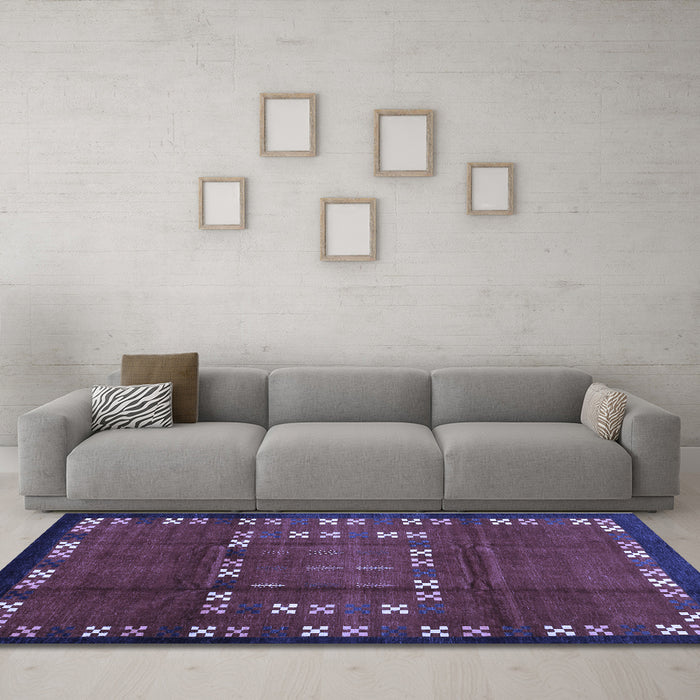 Machine Washable Abstract Blue Contemporary Rug in a Living Room, wshcon1509blu
