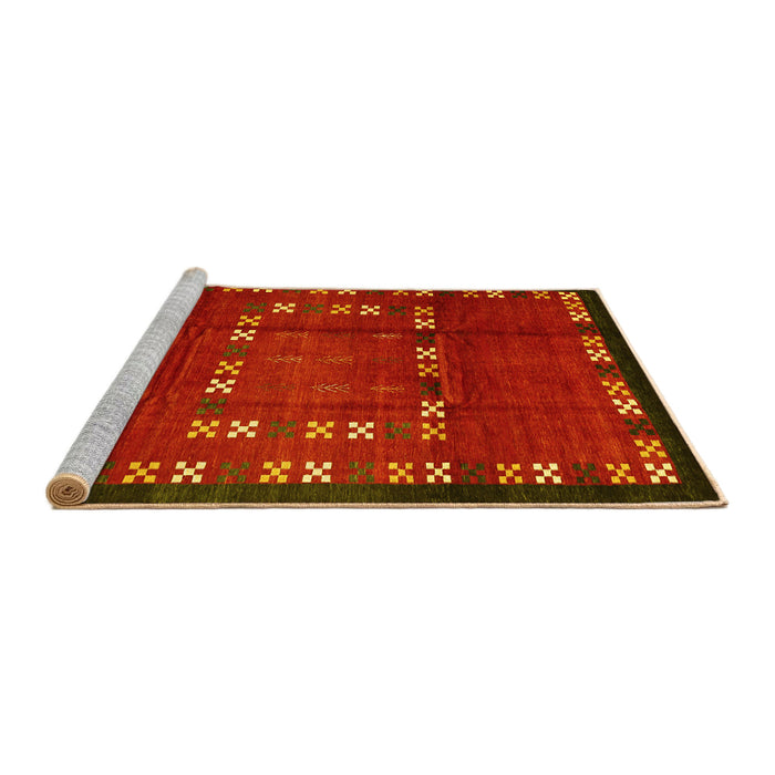 Sideview of Machine Washable Abstract Yellow Contemporary Rug, wshcon1509yw