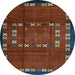 Round Abstract Light Blue Contemporary Rug, con1509lblu