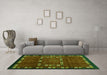 Machine Washable Abstract Green Contemporary Area Rugs in a Living Room,, wshcon1509grn