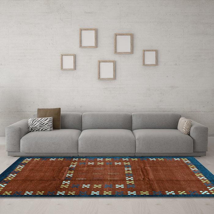 Machine Washable Abstract Light Blue Contemporary Rug in a Living Room, wshcon1509lblu