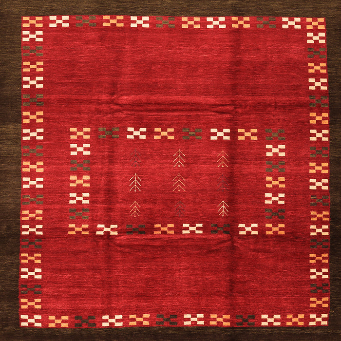 Round Machine Washable Abstract Orange Contemporary Area Rugs, wshcon1509org