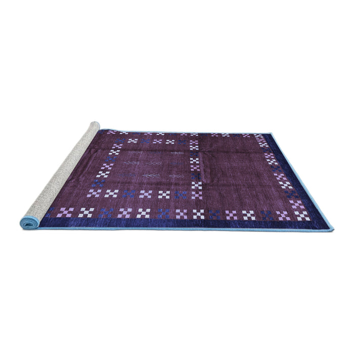 Sideview of Machine Washable Abstract Blue Contemporary Rug, wshcon1509blu