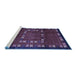 Sideview of Machine Washable Abstract Blue Contemporary Rug, wshcon1509blu