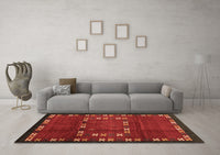 Machine Washable Abstract Brown Contemporary Rug, wshcon1509brn