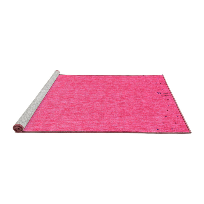 Sideview of Machine Washable Abstract Pink Contemporary Rug, wshcon150pnk