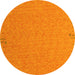 Round Abstract Yellow Contemporary Rug, con150yw