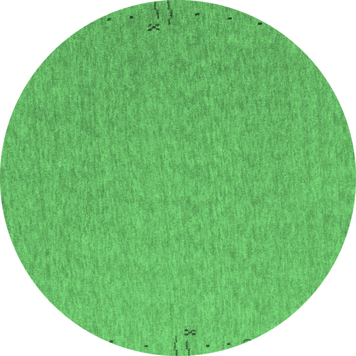 Round Machine Washable Abstract Emerald Green Contemporary Area Rugs, wshcon150emgrn