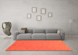 Machine Washable Abstract Orange Contemporary Area Rugs in a Living Room, wshcon150org