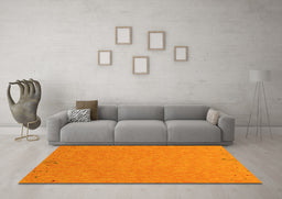 Machine Washable Abstract Yellow Contemporary Rug in a Living Room, wshcon150yw
