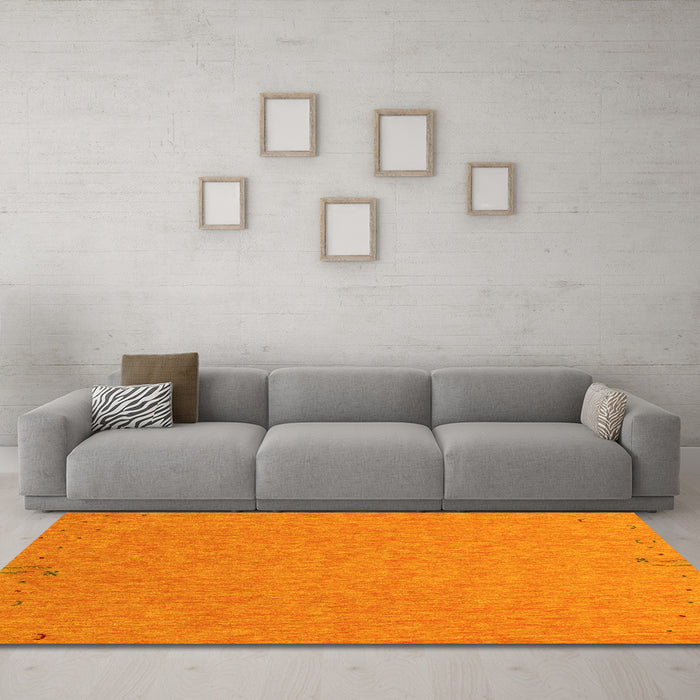 Machine Washable Abstract Yellow Contemporary Rug in a Living Room, wshcon150yw