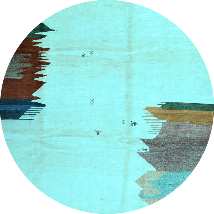 Round Machine Washable Solid Light Blue Modern Rug, wshcon1510lblu