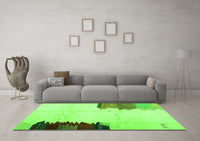 Machine Washable Solid Green Modern Rug, wshcon1510grn