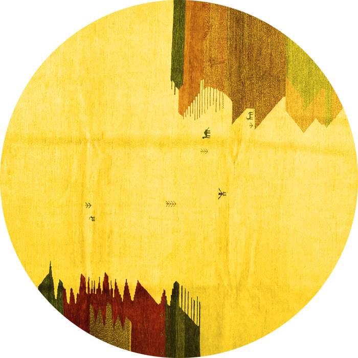 Round Solid Yellow Modern Rug, con1510yw