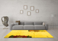 Machine Washable Solid Yellow Modern Rug, wshcon1510yw