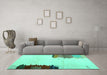 Machine Washable Solid Turquoise Modern Area Rugs in a Living Room,, wshcon1510turq