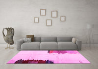 Machine Washable Solid Pink Modern Rug, wshcon1510pnk