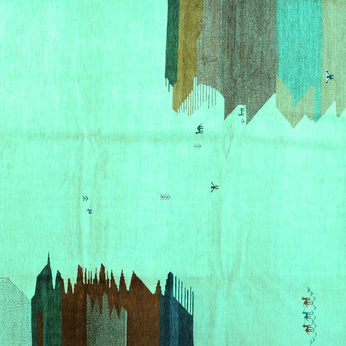 Square Machine Washable Solid Turquoise Modern Area Rugs, wshcon1510turq