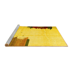 Sideview of Machine Washable Solid Yellow Modern Rug, wshcon1510yw