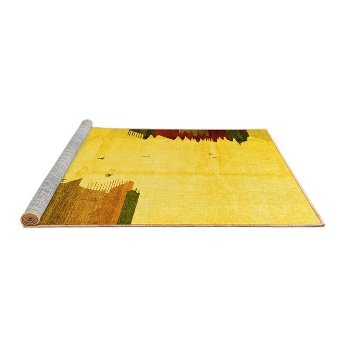 Sideview of Machine Washable Solid Yellow Modern Rug, wshcon1510yw