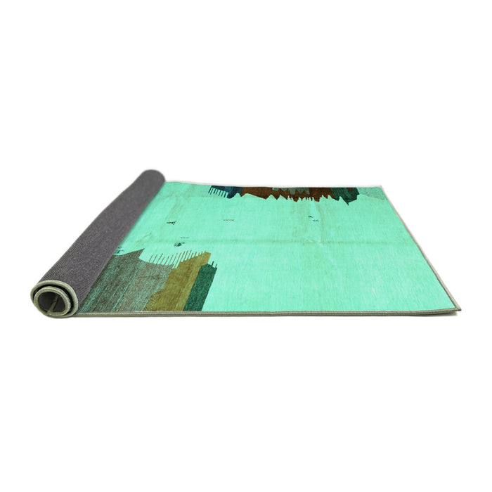 Sideview of Solid Turquoise Modern Rug, con1510turq