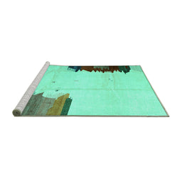 Sideview of Machine Washable Solid Turquoise Modern Area Rugs, wshcon1510turq