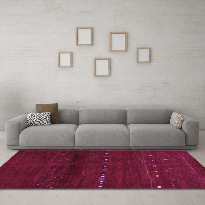 Machine Washable Abstract Purple Contemporary Area Rugs in a Living Room, wshcon1511pur